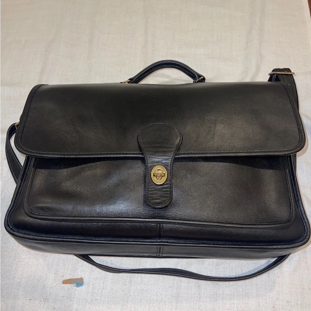 Vintage Coach Smooth Black Leather Metropolitan Briefcase Adj Strap 1133-311 OBO - Picture 3 of 16
